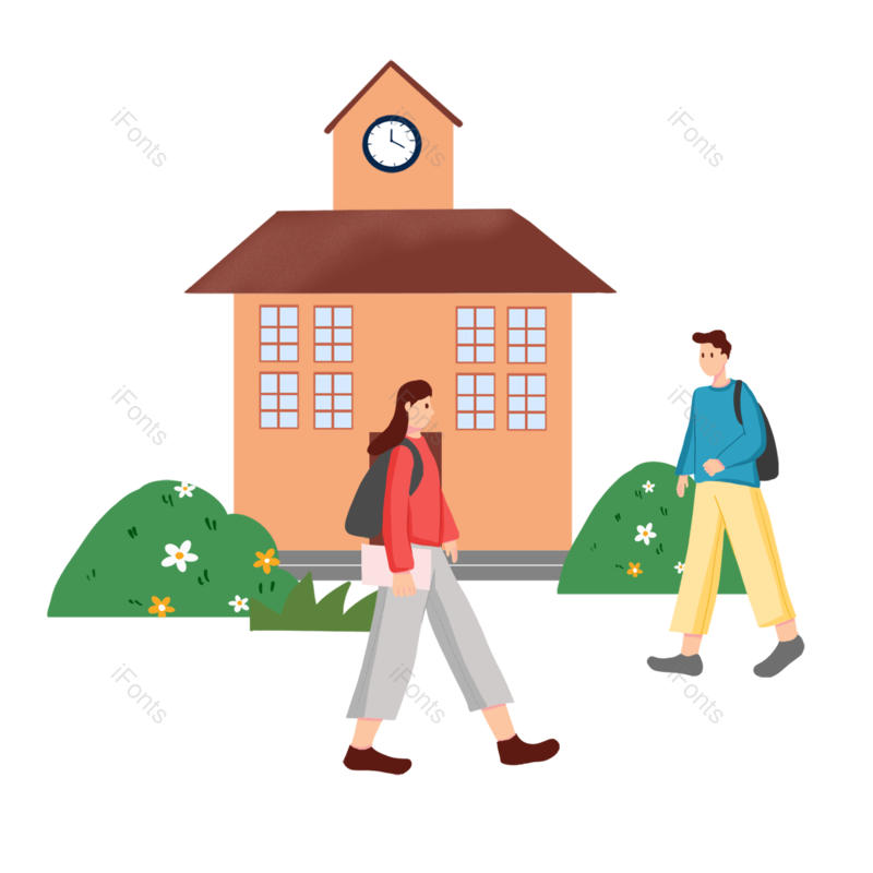 学习图片,校园元素,扁平插画PNG,上学免抠素材